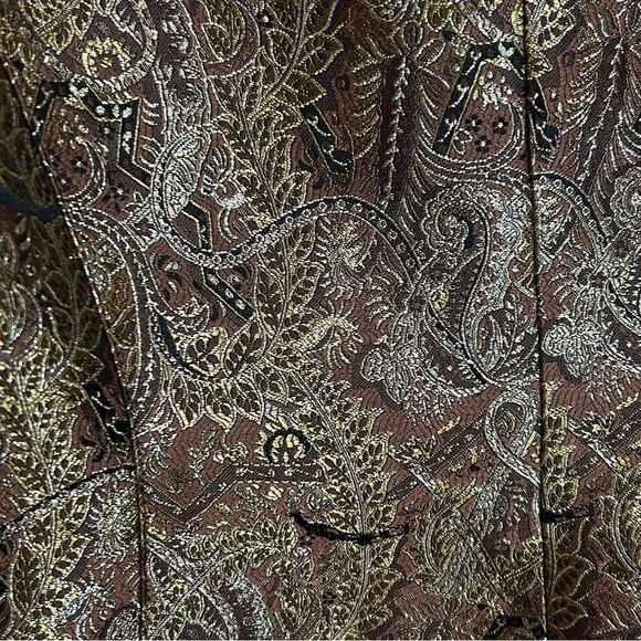 CHETTA B Vintage Long Sleeve Gold Paisley Jacquard Blazer 8 - Picture 7 of 10